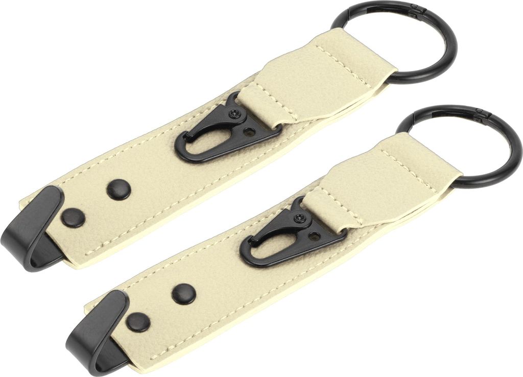 2 Stück zum Aufhängen von Geldbörsen, Taschen, Regenschirmen usw. Auto Kopfstützenhaken Robuste Auto Rücksitz Organizer Haken Beige Weiß Kuns...