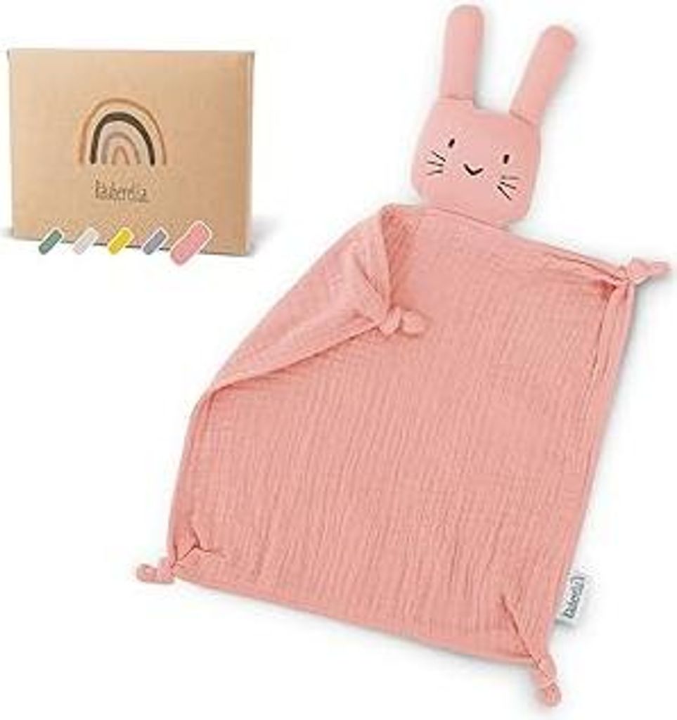 RäuberellaSchnuffeltuch in Rosa I Weiches & waschbares Kuscheltuch aus 100% Baumwolle I Bezaubernder Schmusetuch-Hase I Ideal als Baby-Geschenk zu...