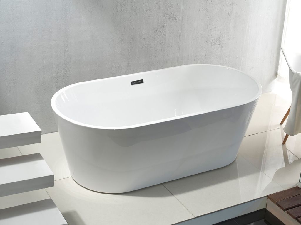 Belvit Badewanne halbfreistehend & freistehend aus Acryl – Eckbadewanne oder oval, Links, Mittig & Rechts, 180x80 - 170x78 cm, mit Ablaufgarnitur