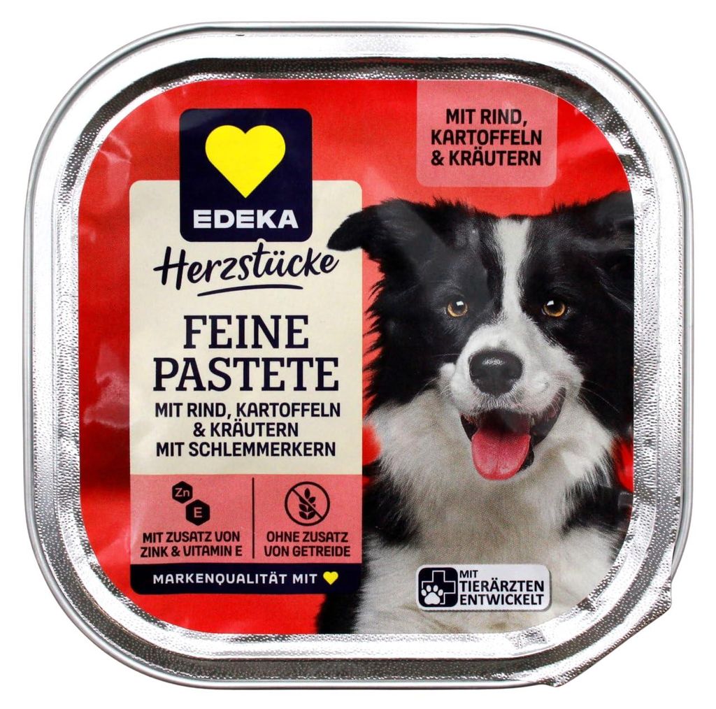 Herzstücke Feine Pastete Hundefutter mit Rind Kartoffeln & Kräutern, 20er Pack (20 x 300g Schale)