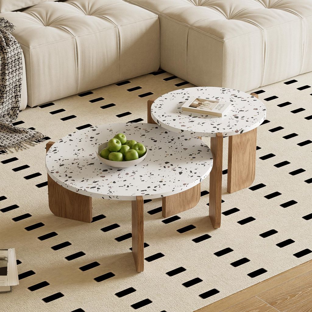 Moderner zusammensetzbarer Couchtisch, Beistelltisch, Couchtisch-Set für Wohnzimmer, Sofa-Beistelltisch und Balkon, 2er-Set