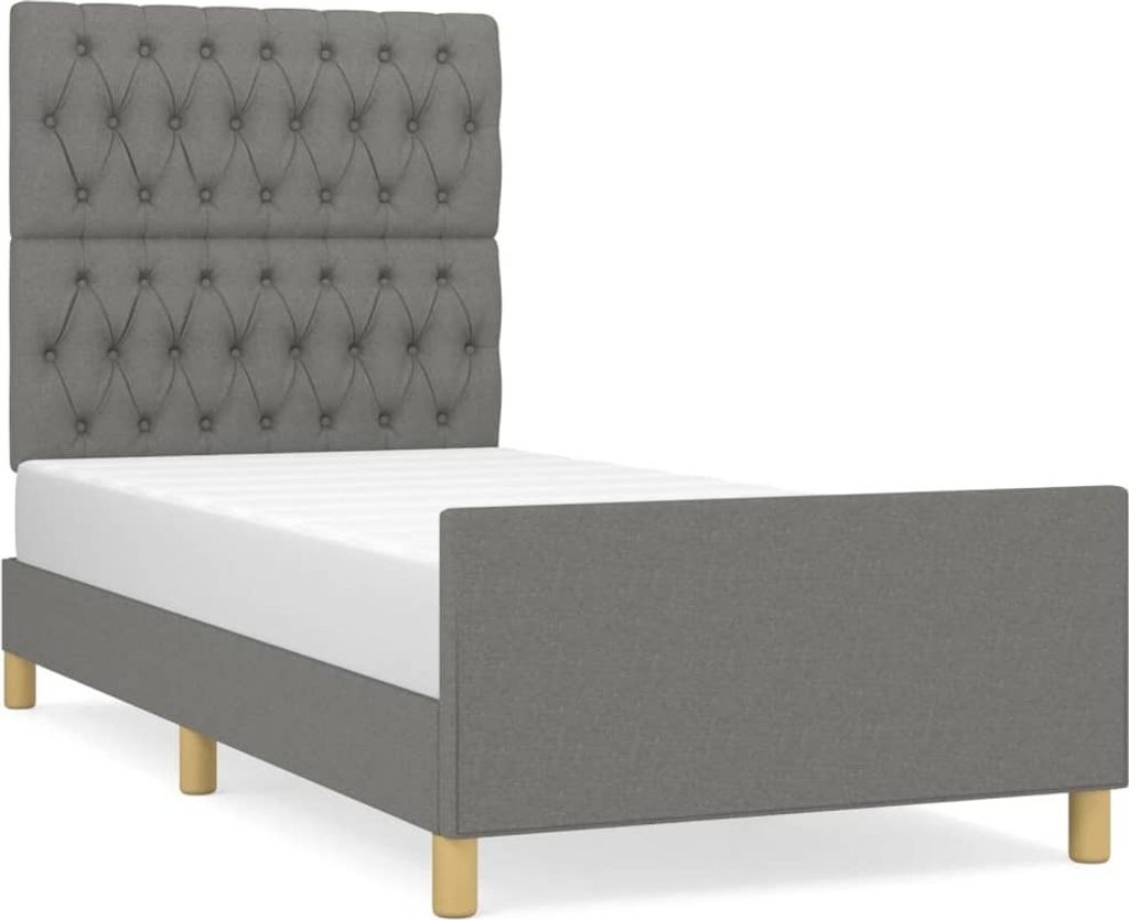 Bettgestell ohne Matratze Dunkelgrau 90x190 cm Stoff