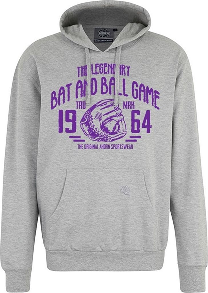 Übergrößen Kapuzen-Sweatshirt AHORN SPORTSWEAR Legandary Ball Game lila Grau 8XL