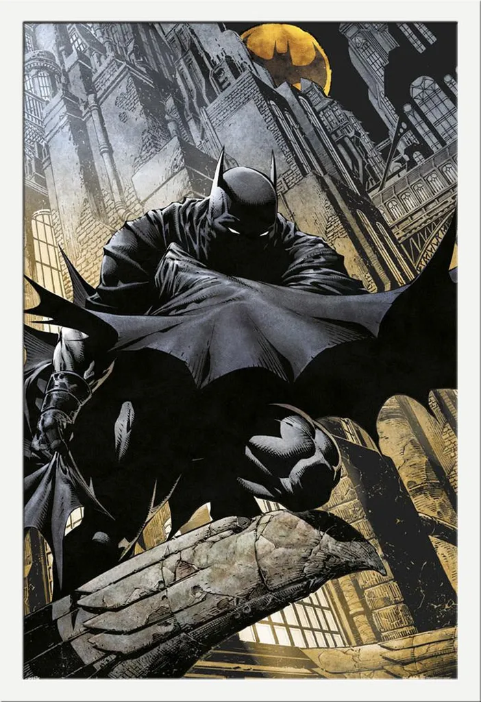 Affiche Batman sous Cadre Amovible Shinsuke MDF Blanc Style Moderne