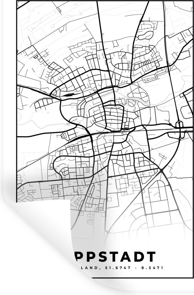 MuchoWow Wandtattoo Wandsticker Wandaufkleber Lippstadt - Karte - Stadtplan 20x30 cm Selbstklebend und Repositionierbar - Sticker - Dekorfolie