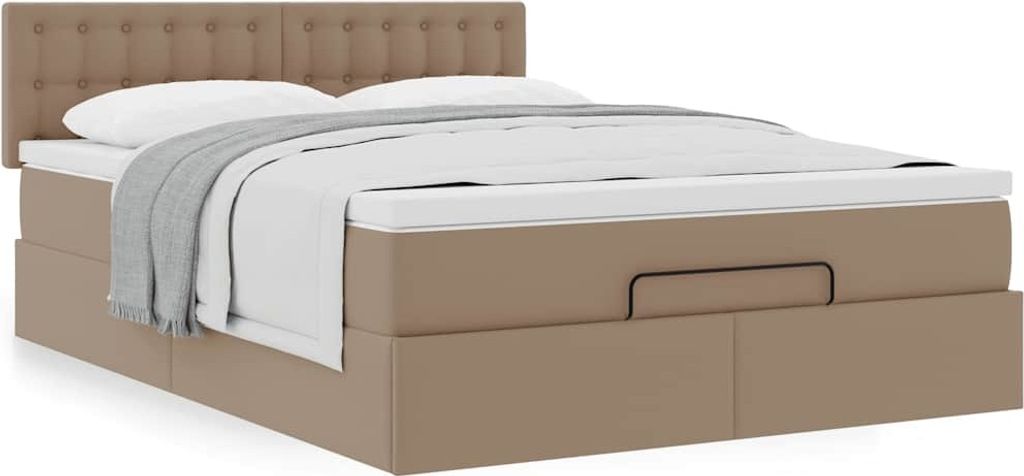 Ottoman-Bett mit Matratze Cappuccino-Braun 140x200cm Kunstleder