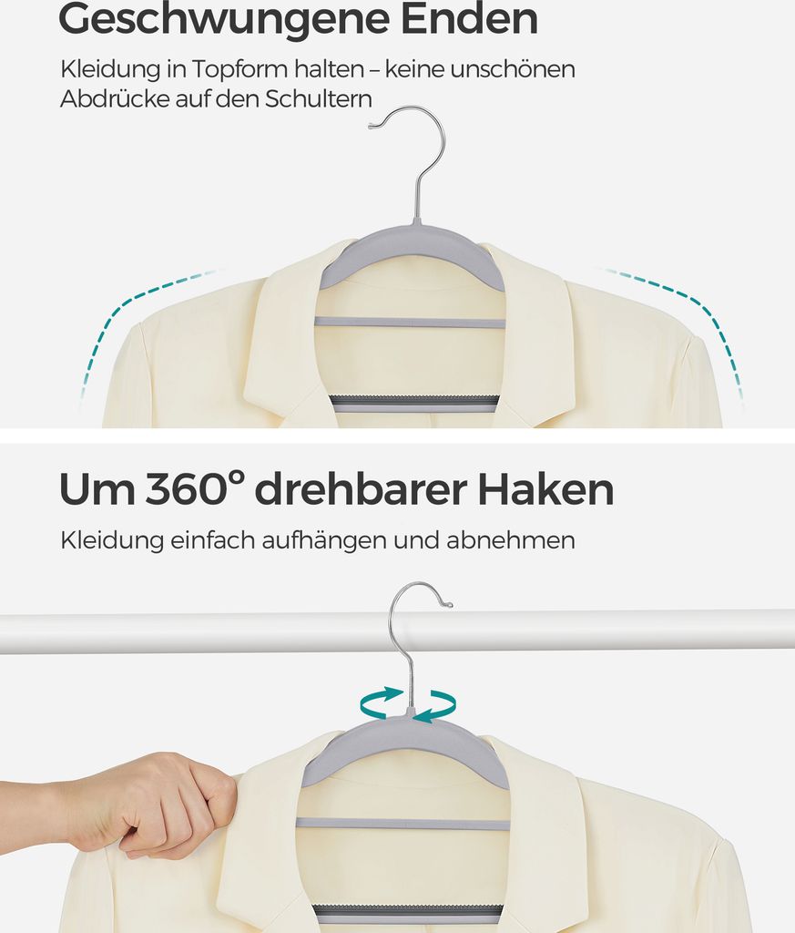 60x Hochwertige Schwarze Metall-Kleiderbügel Mit Steg Für Den