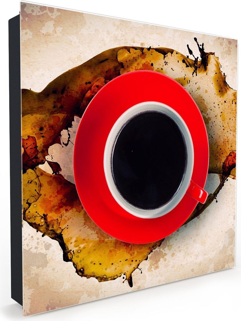 Nachbildung-Schlüsselkasten, Magnetpinnwand und Memoboard mit Glasfront Motiv Espressotasse auf Splash
