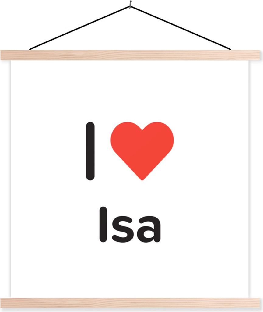 MuchoWow Textilposter Ich liebe - Isa - Girl 60x60 cm mit holzfarbenen Rahmen - Wanddekoration
