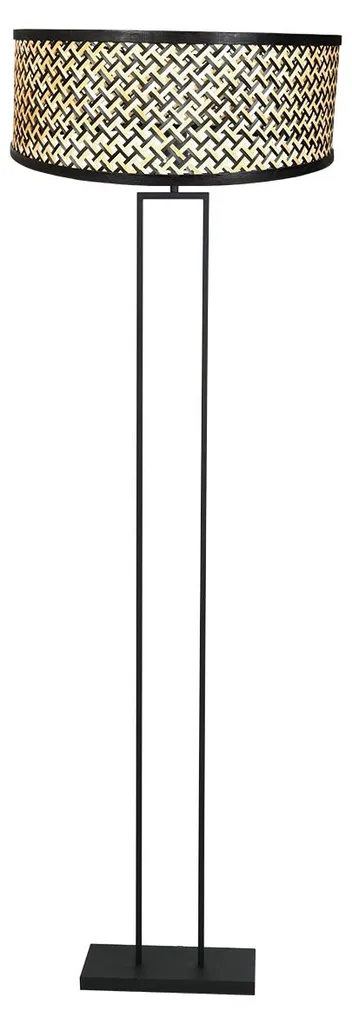 Lampadaire Trépied Moderne Noir et Bambou Stang Ø 50cm pour Salon Chic