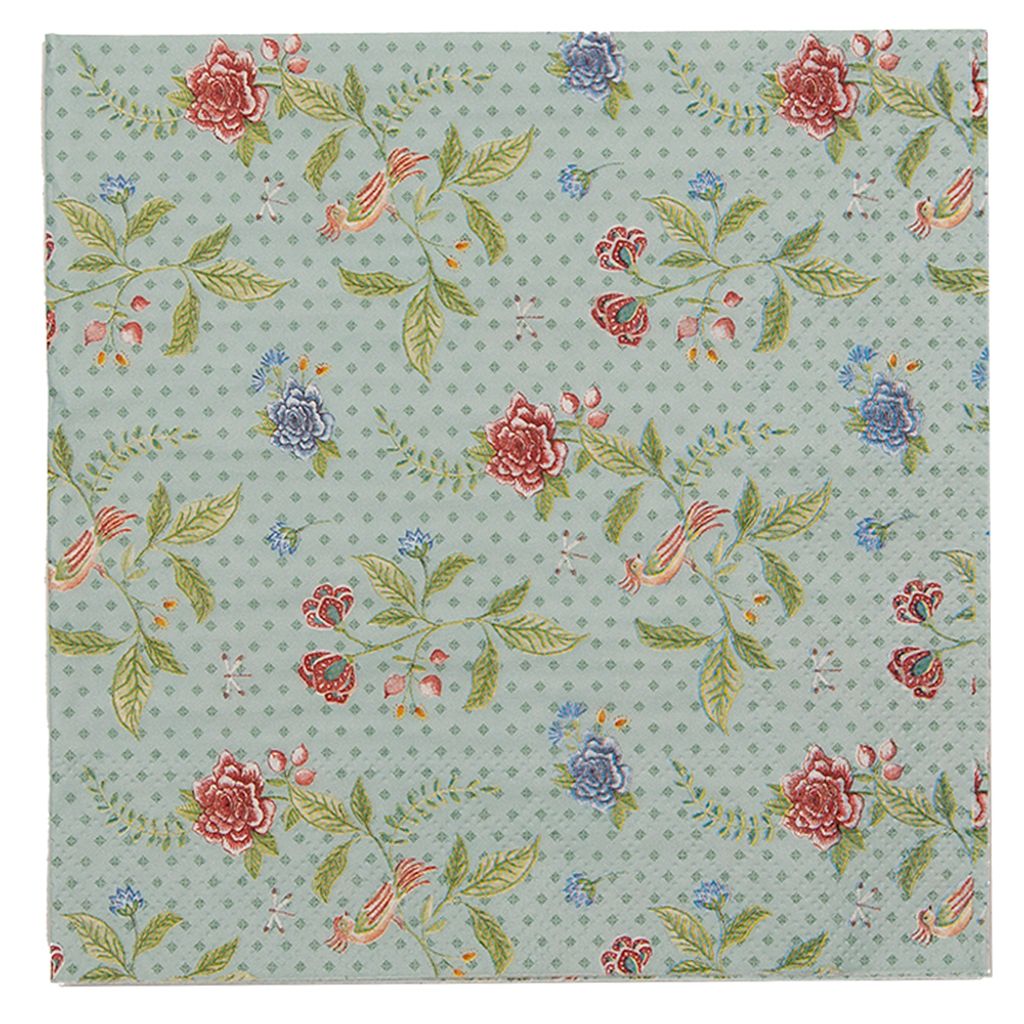 Clayre & Eef Servietten Papier 20er Set 33x33 cm (20) Blau Grün Papier Blumen