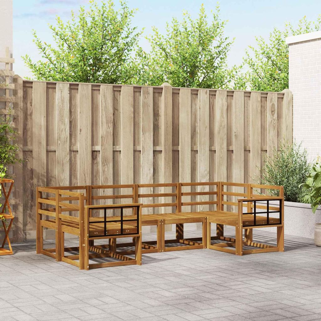 Outdoor-Sofagarnitur - VIDAXL - Terrassen-Sofa - 6 pcs - Natur Massivholz Akazie
