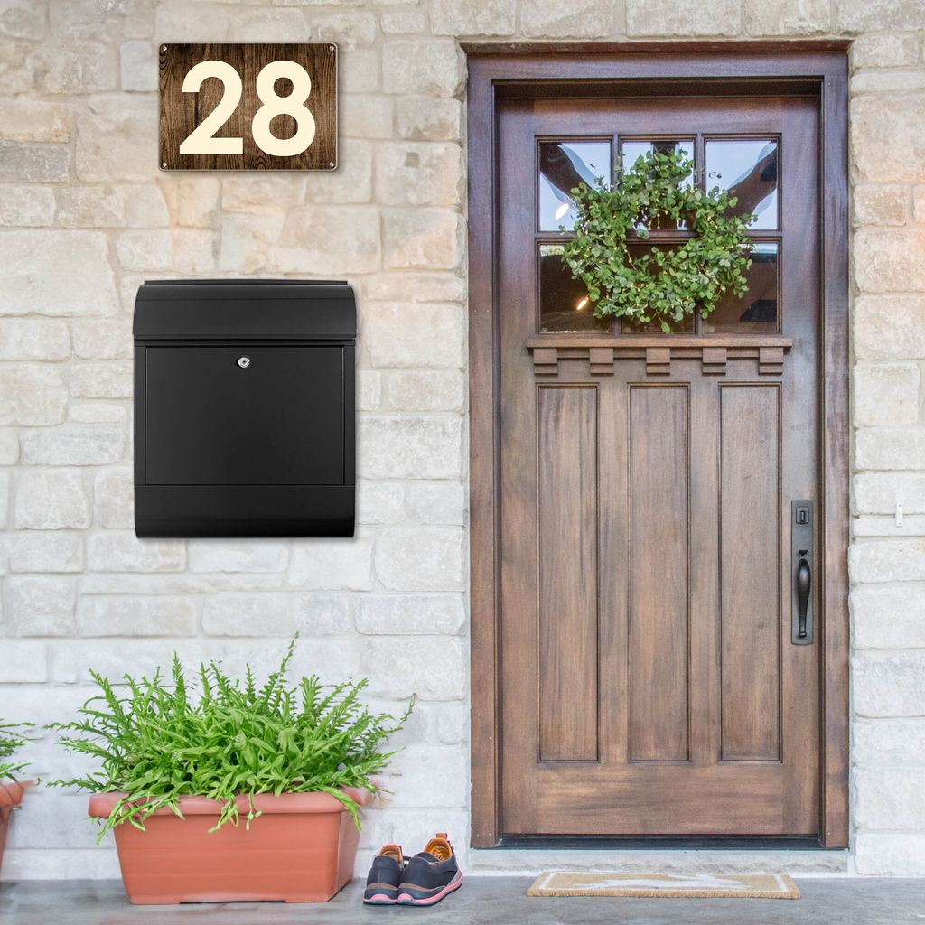 Design Briefkasten Stahl schwarz mit Zeitungsfach Produktbild 5