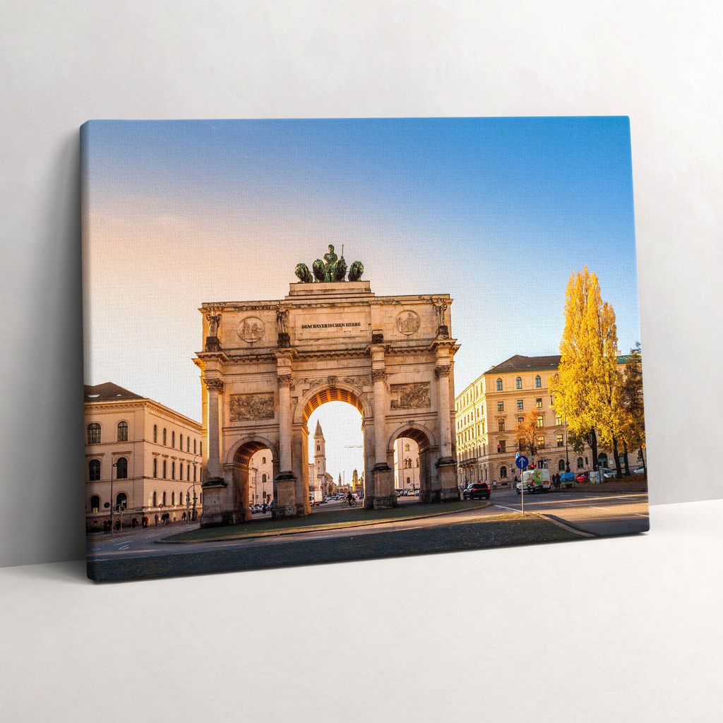 Triumphbogen in München – Leinwandbild Wandbild – 80x60 cm – Leinwandbilder – Wandbilder – Schlafzimmer – Flur