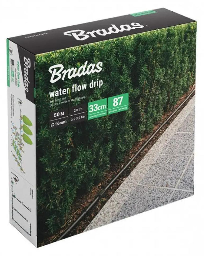 Bradas Set mit einem Wasserdurchfluss-DRIP-Schlauch - 50m