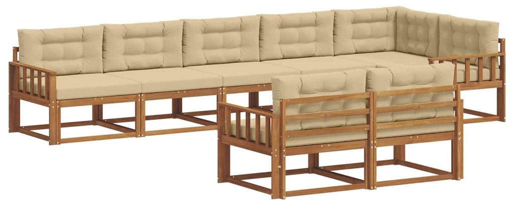 vidaXL Outdoor-Sofagarnitur mit Kissen 8 pcs Natur und Beige