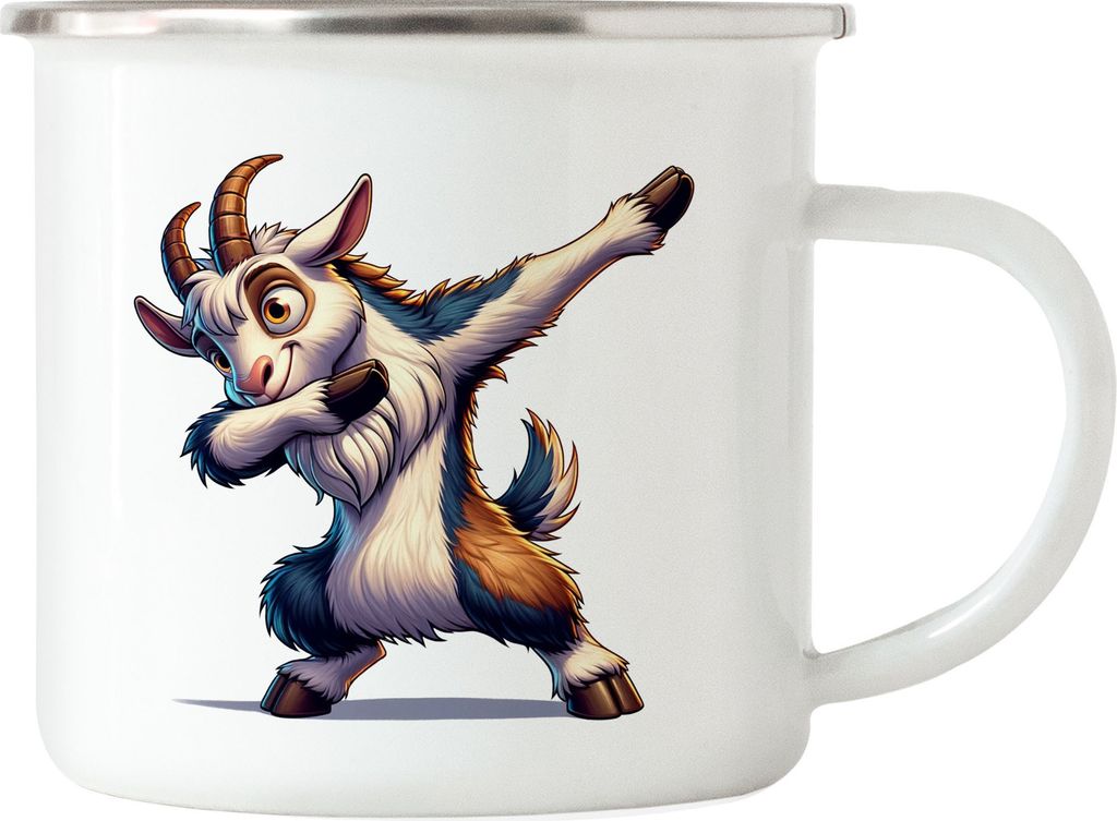 Dabbing Ziegenbock Emaille Tasse Humor Tierliebe Moderner Tanz