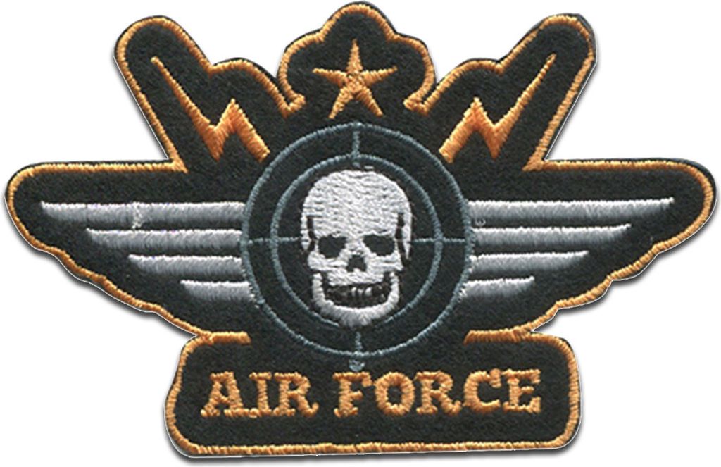 Air Force Totenkopf Troopers - Aufnäher, Bügelbild, Aufbügler, Applikationen, Patches, Flicken, Zum Aufbügeln, Größe: 8,3 x 5,3 cm
