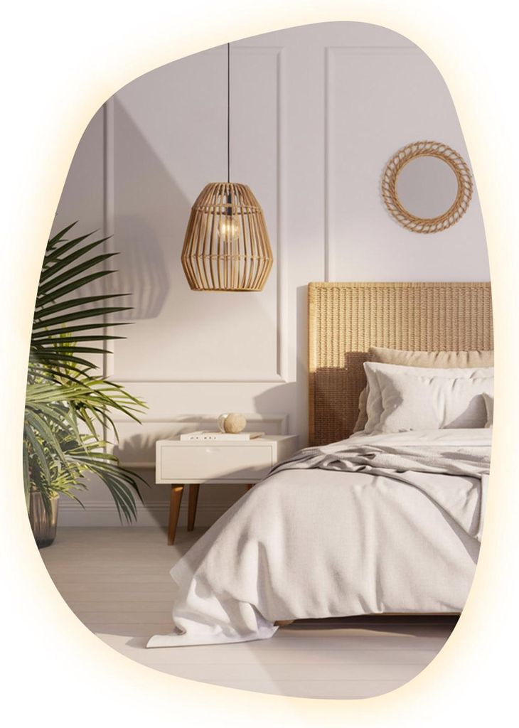 Dekorativer Wandspiegel LED rahmenlos 78,5 x 57 cm – Moderne Freiform – Warmweißes Ambiente – Elegantes Raumdesign