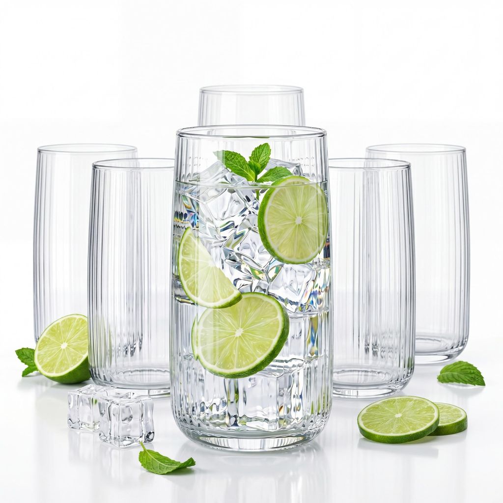 BigDean 6er Set Geriffelte Gläser, Trinkgläser 509 ml, Produktbild 