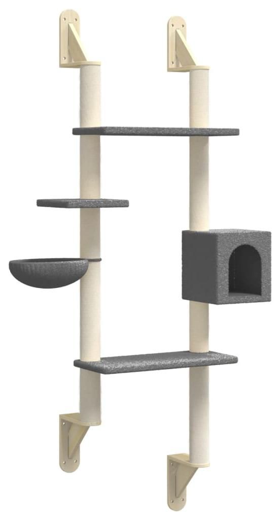 vidaXL Arbre à chat avec colonne griffoir mural gris foncé Image du produit 