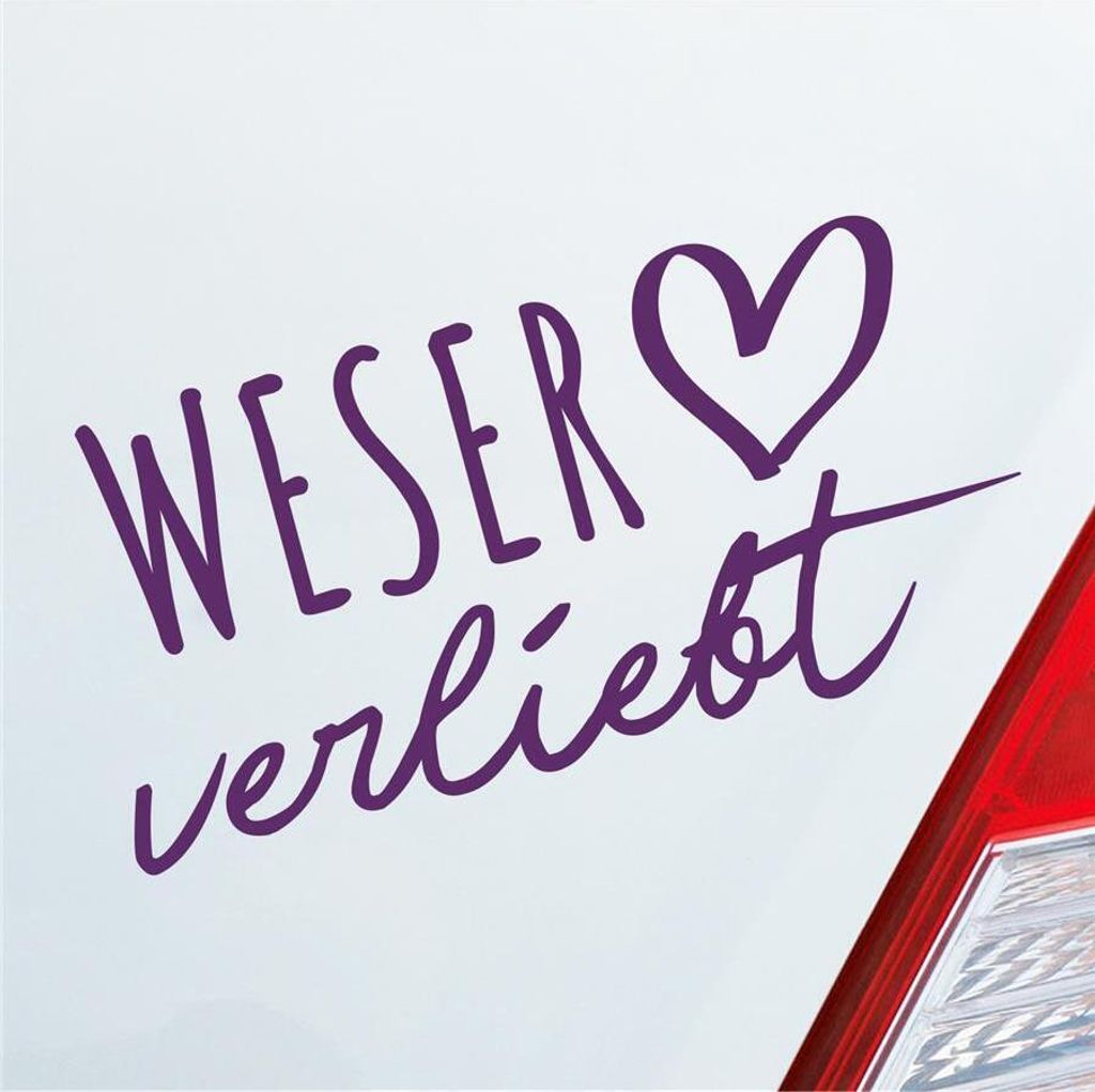 Auto Aufkleber Weser verliebt Herz Fluss Wasser Water Liebe Car 19x10 cm Lila Sticker Heckscheibenaufkleber