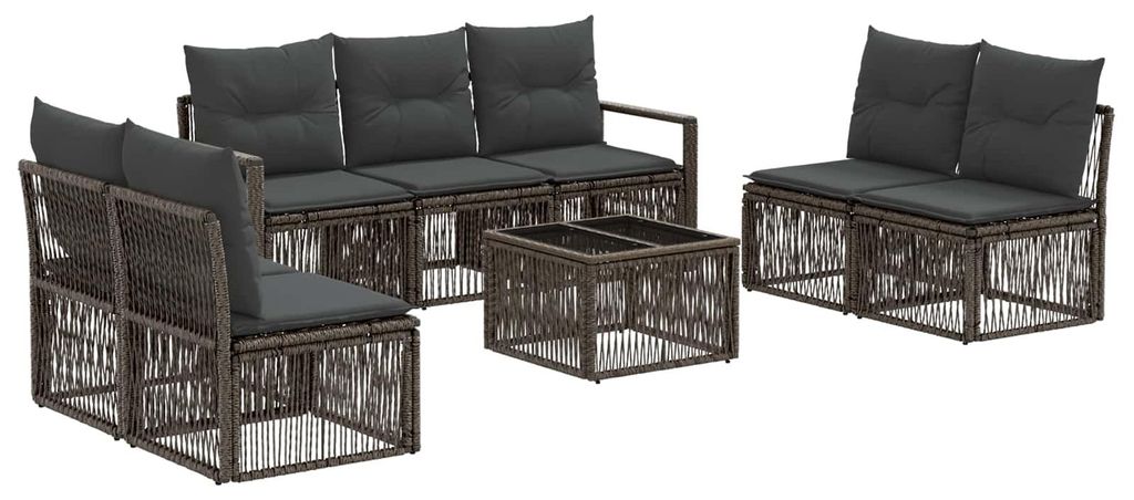 vidaXL Gartensofa-set 8 pcs Grau Poly-Rattan