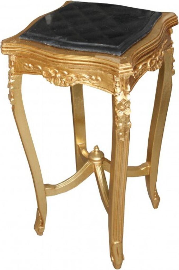Casa Padrino Barock Beistelltisch mit Marmorplatte Viereckig Gold Mod W18 70 x 37 cm - Antik Stil
