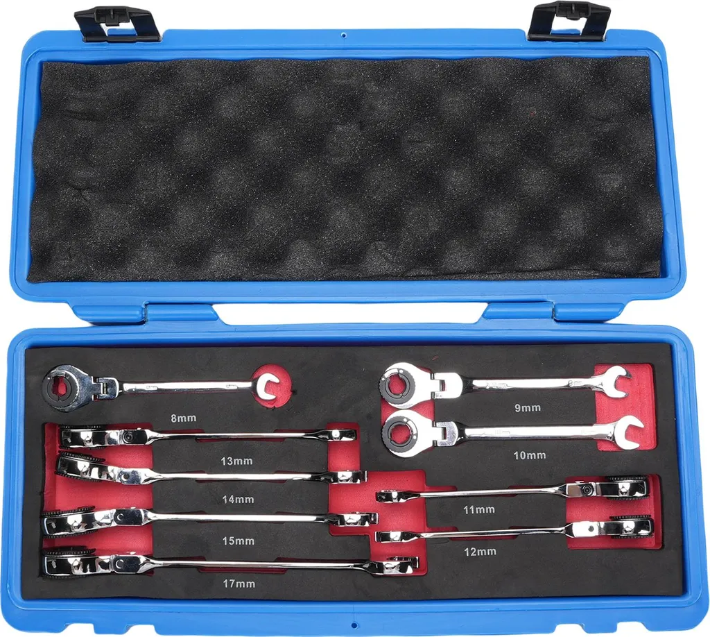 Coffret de clés plates à cliquet articulées 8 à 17 mm pour bricolage