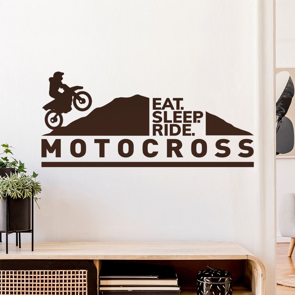 Motocross eat sleep ride Wandtattoo Wandaufkleber Wall Sticker - Dekoration, Küche, Wohnzimmer, Schlafzimmer, Badezimmer