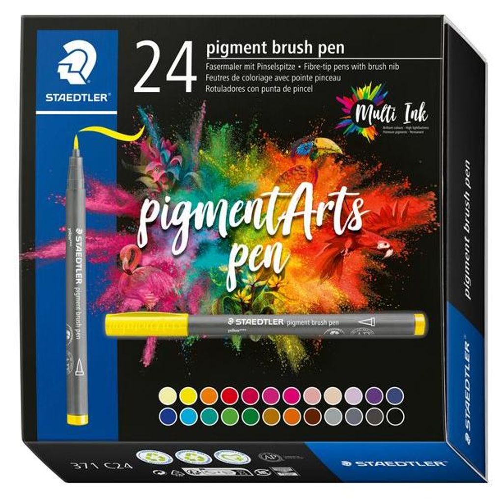 STAEDTLER Fasermaler pigment brush pen 24er Kartonetui Produktbild 