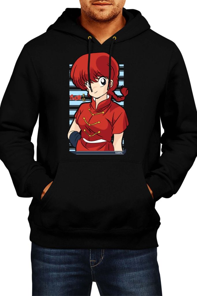 Herren Kapuzenpullover Japan Animation Manga Anime Comics Ranma Saotome, Man XL / Schwarz