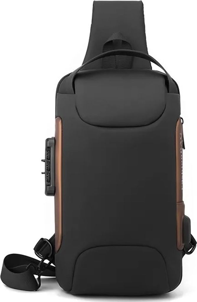 Tom Anti-Diebstahl Crossbody Tasche mit USB - Schwarz/Braun KP25611