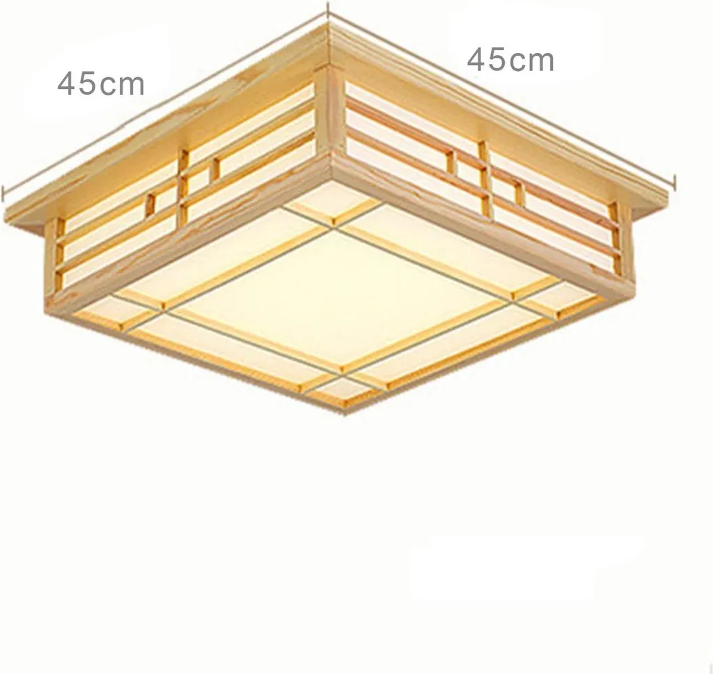 Plafoniera in stile giapponese - Plafoniera - Legno massiccio - LED - Telecomando - Senza lampadina - Giallo chiaro