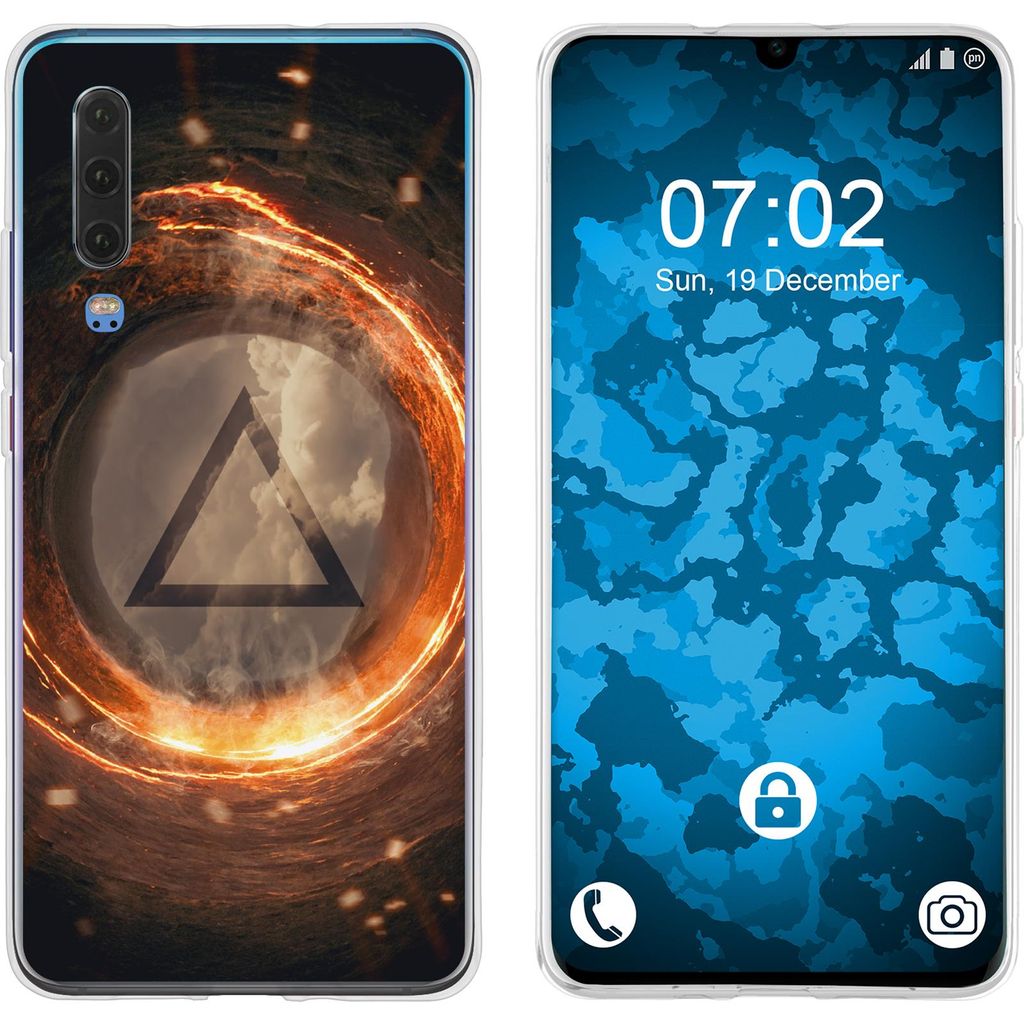 PhoneNatic Case kompatibel mit Huawei P30 Silikon-Hülle Element Feuer M3
