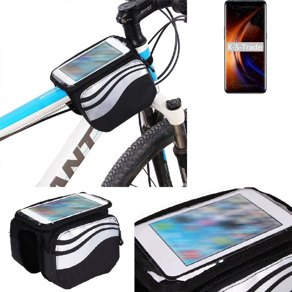 K-S-Trade Rahmentasche Fahrrad-Halterung kompatibel mit Oppo Find X3 Rahmenhalterung Fahrrad Handyhalterung Fahrradtasche Handy Smartphone Halterung