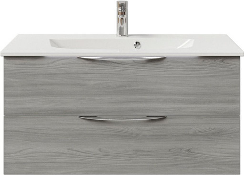 Badmöbel-Set Pelipal Sunline 300 BxHxT 97 x 49,9 x 48 cm Frontfarbe grau Badmöbelset 2-teilig mit Waschtisch Mineralmarm