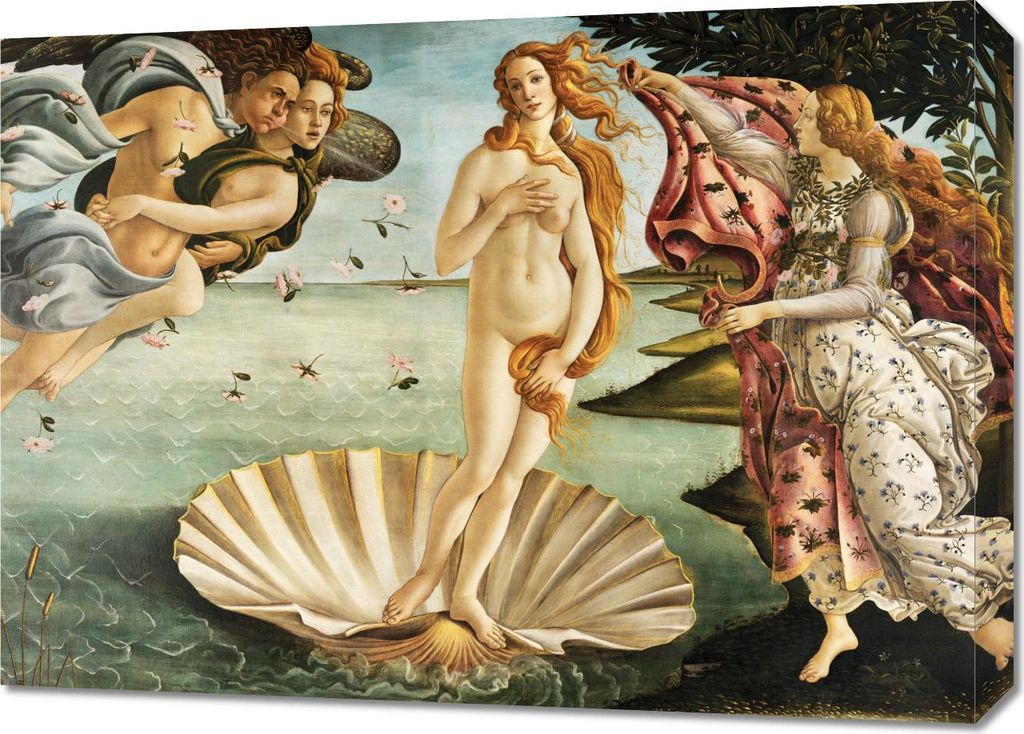 Bild 70x50cm Die Geburt der Venus, Botticelli Vintage für das Wohnzimmer