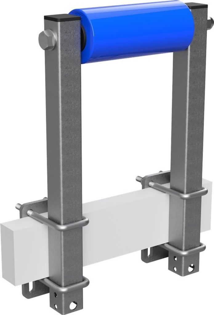 Polyurethan Seitenrolle mit Stützen Sliprolle Bootstrailer Sliphilfe verzinkt SUPROD, B=200, L=450 mm, blau