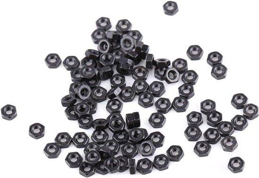 Schwarze galvanisierte Kohlenstoffstahlmuttern 100er Pack M2-M5 schwarz galvanisiert metrische Schrauben sechskantige Muttern großartige Ersatzmut...