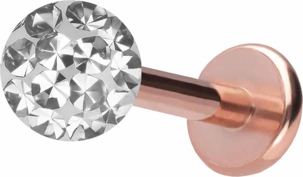Ohrpiercing, Nasenpiercing Titan Labret mit Push Fit EPOXY-KUGEL RoséGold Stablänge: 9mm + Stabstärke: 1,2mm + Kugelgröße: 4mm
