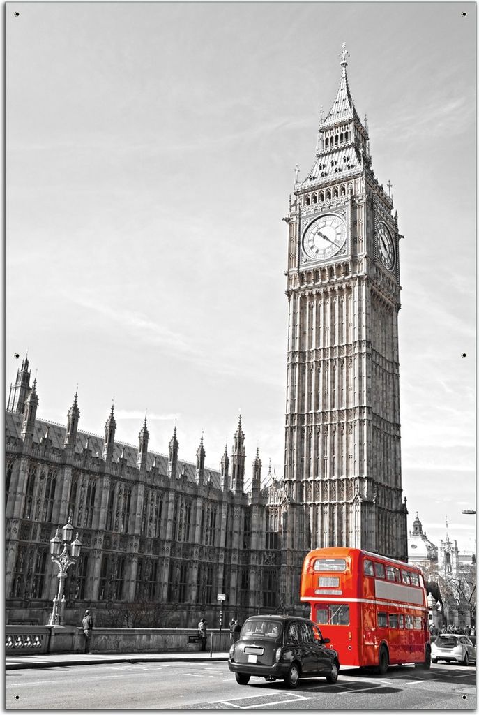 Wallario Outdoor-Poster für Garten oder Balkon, Motiv London Red Bus, in ca. 61 x 91,50 cm