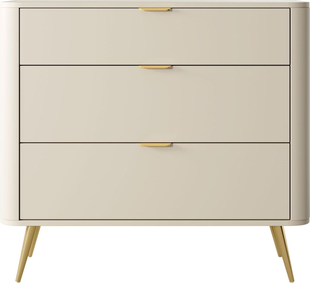 Selsey OVAL - Kommode mit 3 Schubladen, Beige, 92 cm Produktbild 