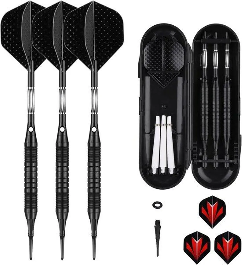 Jeu de fléchettes professionnelles 18 grammes embouts souples et étui