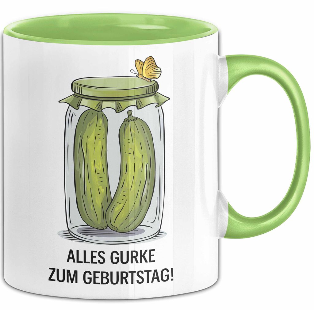 Geburtstagsfeier Essiggurken Tasse Geschenk Lustige Geschenkidee Spruch Alles Gurke Zum Geburtstag (Grün)
