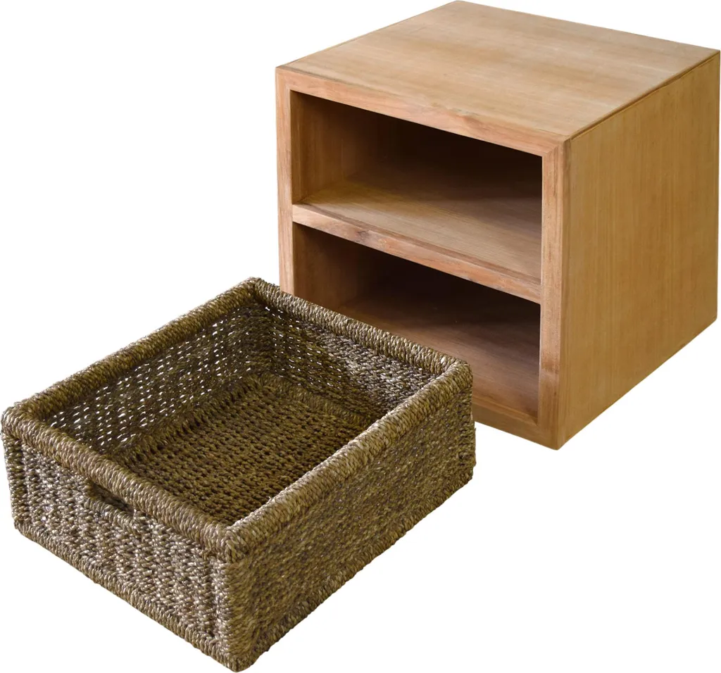 Table d'appoint Vallda en teck Teako Design avec panier 50x50x50 cm