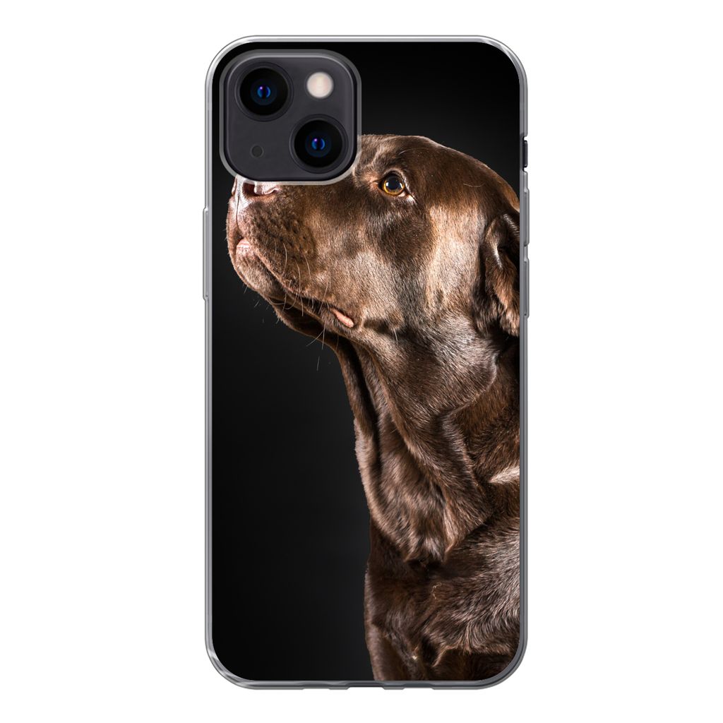 MuchoWow Handyhülle Schutzhülle Hülle für iPhone 13 mini Hund - Braun - Porträt Silikon Softcase Handy Hülle - Softcase