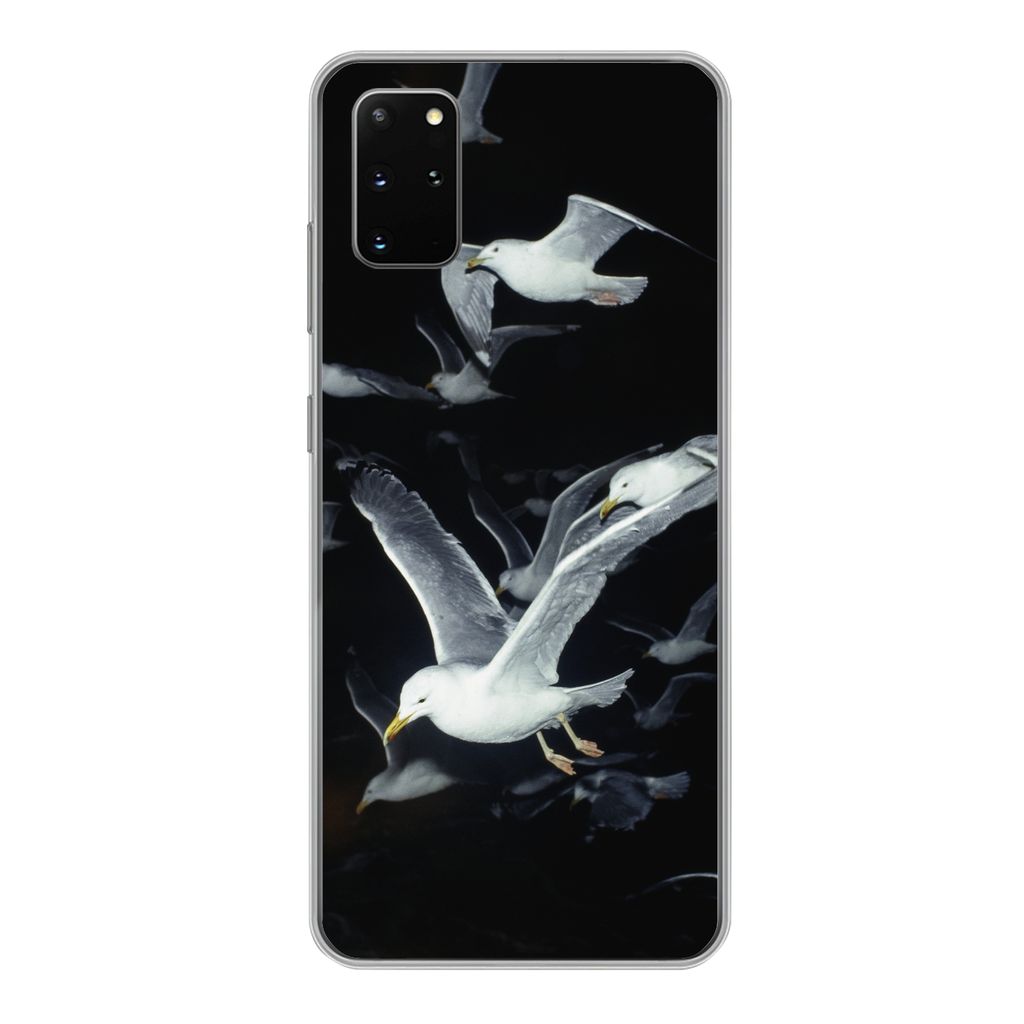 MuchoWow Handyhülle Schutzhülle Hülle für Samsung Galaxy S20 Plus Vogel - Schwarz - Schwarm Silikon Softcase Handy Hülle - Hartschale
