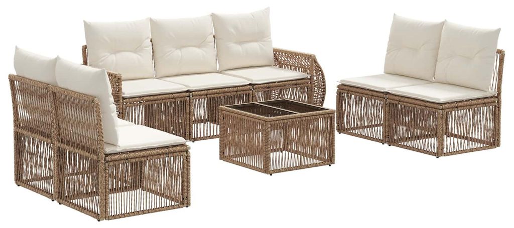 vidaXL Gartensofa-set 8 pcs Beige und Cremeweiß Poly-Rattan