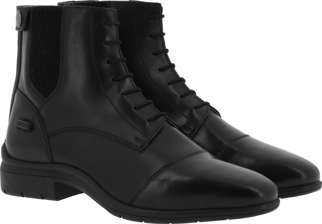 EQUITHÈME Sporty Damen Reitstiefeletten mit Schnürung Reißverschluss Rindsleder, Farbe:schwarz, Größe:40